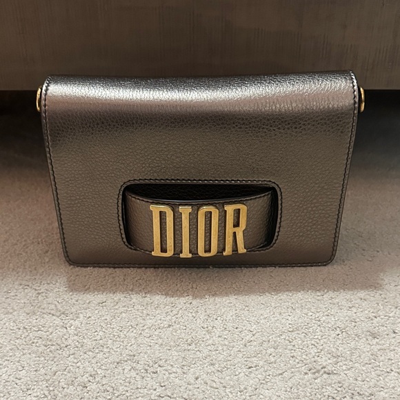 Dior Metallic Gray Leather Bag - Picture 1 of 2